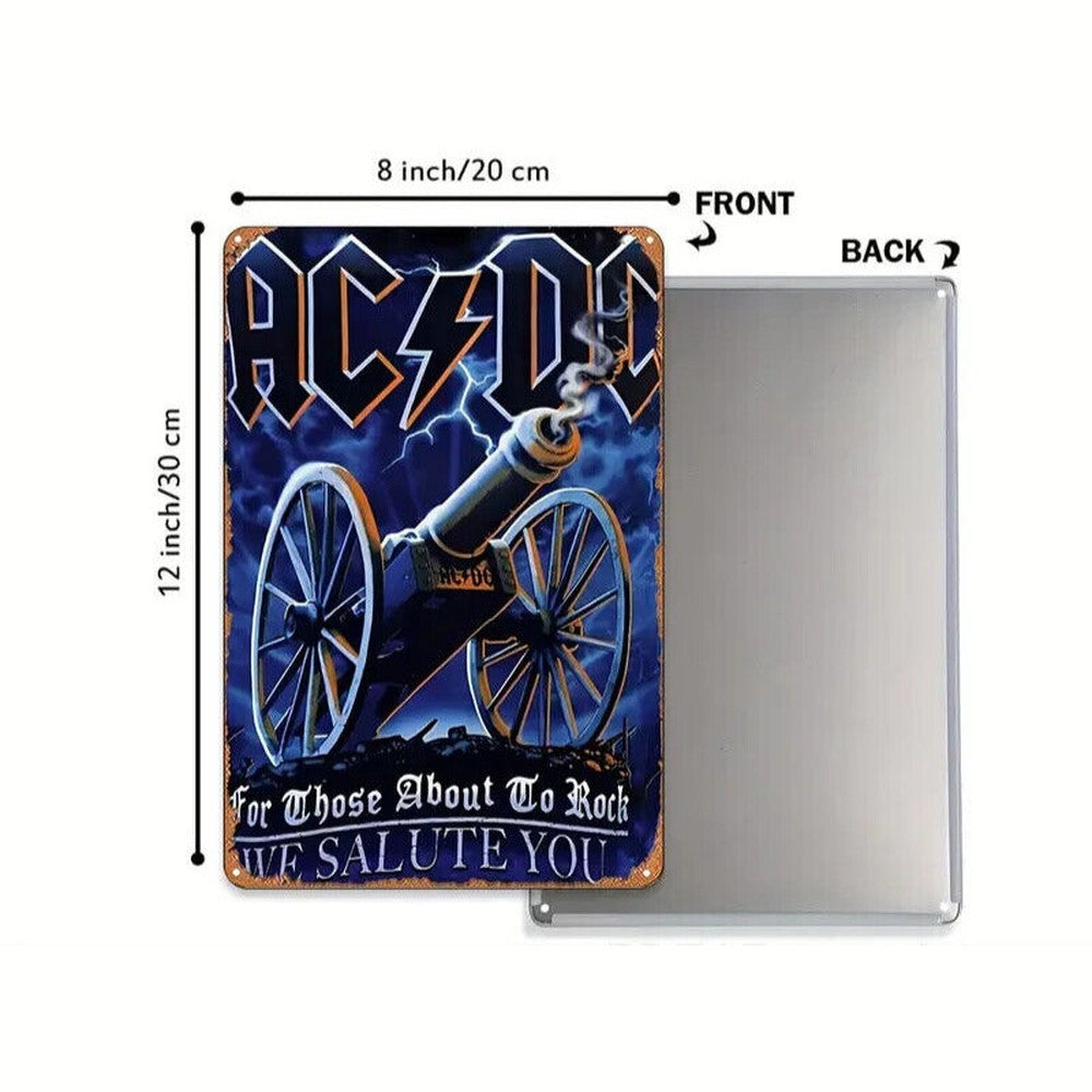 AC/DC For Those About To Rock We Salute You Vintage 8" x 12" Metal Sign NEW! Home & Garden:Home Décor:Plaques & Signs Style Your Walls